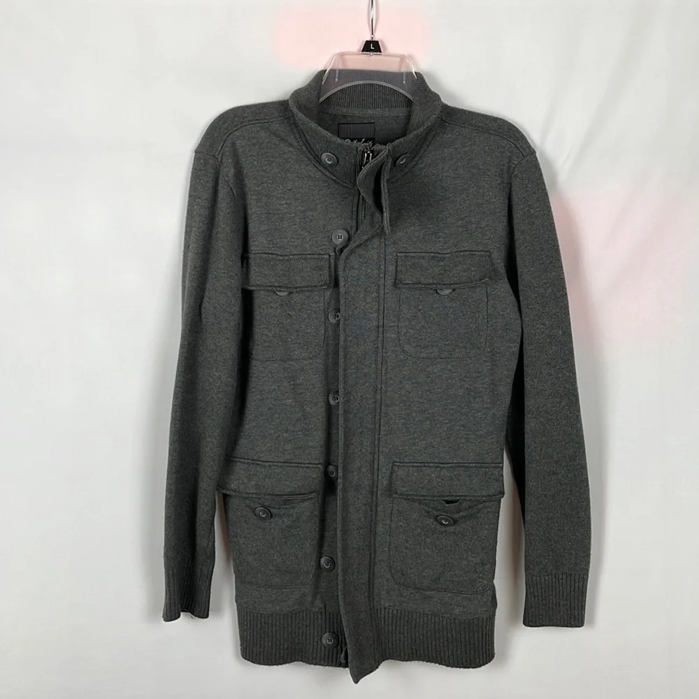 Civil Society We the People Charcoal Sweater w/Zipper and Buttons w/Loop -Medium